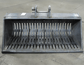 Metal grapple bucket with slotted design